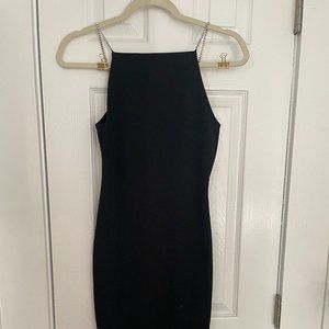 HM Black Mini Dress Rhinestone Straps Small